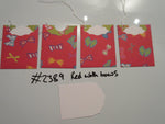 Set of 4 No.2389 Red with Bows Unique Handmade Gift Tags