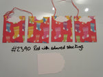 Set of 4 No.2390 Red with Coloured Stocking Unique Handmade Gift Tags