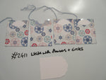 Set of 4 No.2411 White with Flowers & Circles Unique Handmade Gift Tags