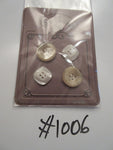 No.1006 Lot of 4 Cream/Brown Assorted Marble Effect Buttons