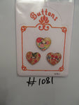 No.1081 Lot of 3 Wooden Heart Shaped Buttons