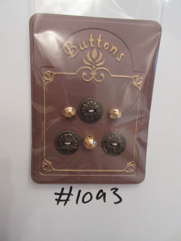 No.1093 Lot of 6 Metal Effect  Buttons