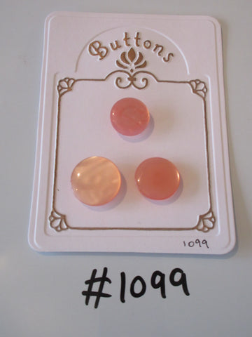No.1099 Lot of 3 Pink Pearlescent Buttons