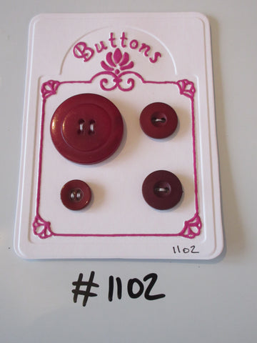 No.1102 Lot of 4 Dark Pink/Red Buttons