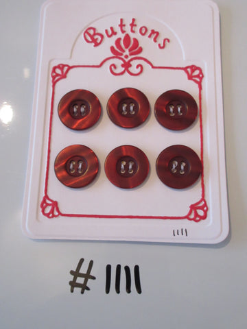No.1111 Lot of 6 Red Pearlescent Buttons