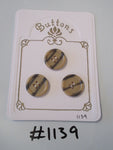 No.1139 Lot of 3 Light Brown and Dark Grey Striped Buttons