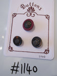 No.1140 Lot of 3 Red and Tortoiseshell Buttons with Emblems