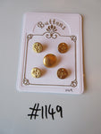 No.1149 Lot of 5 Gold Coloured Metal Buttons