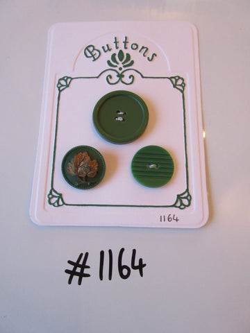 No.1164 Lot of 3 Mixed Green Buttons