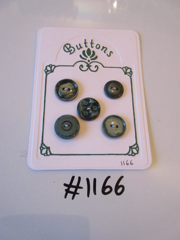 No.1166 Lot of 5 Mixed Green Pearlescent Buttons