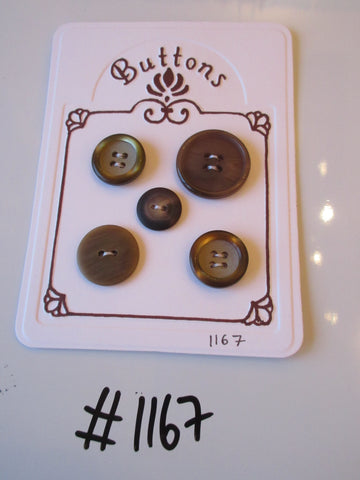 No.1167 Lot of 5 Mixed Brown Buttons