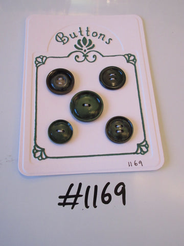 No.1169 Lot of 5 Dark Green Buttons