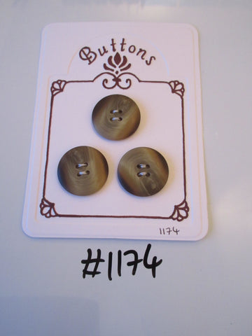 No.1174 Lot of 3 Brown Wood Grain Style Buttons