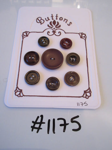 No.1175 Lot of 8 Brown Mixed Buttons