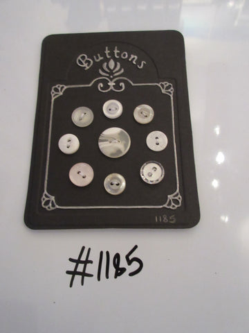 No.1185 Lot of 9 White and Clear Buttons