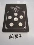 No.1187 Lot of 6 White Pearlescent Buttons