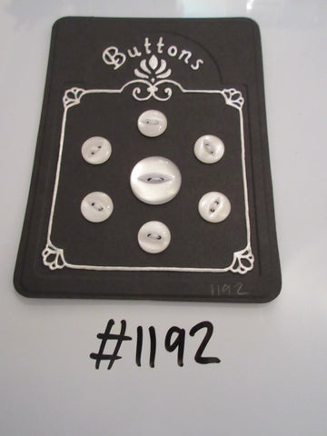 No.1192 Lot of 7 White Pearlescent Buttons