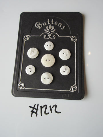 No.1212 Lot of 7 White Marble-like Buttons
