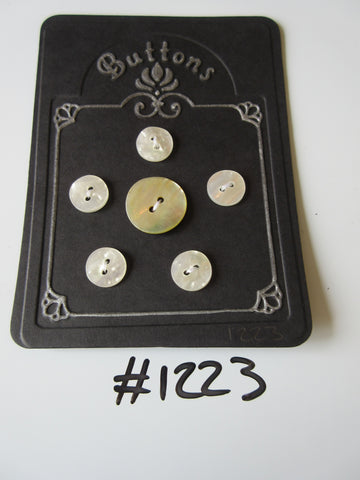 No.1223 Lot of 6 Pearlescent, Mother of Pearl Like Buttons