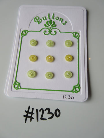 No.1230 Lot of 9 Yellow and Pale Lime Buttons