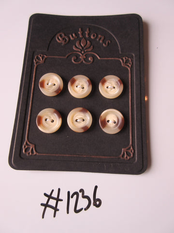 No.1236 Lot of 6 Cream and Brown Buttons