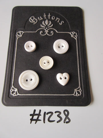 No.1238 Lot of 5 Mixed White Buttons