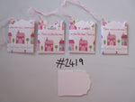 Set of 4 No.2419 White with Houses Unique Handmade Gift Tags