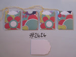 Set of 4 No.2424 Big Multicoloured Flowers Unique Handmade Gift Tags