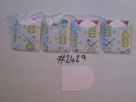 Set of 4 No.2429 Pale Blue with Birds and Flowers Unique Handmade Gift Tags