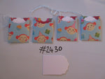 Set of 4 No.2430 Blue with Cheeky Monkey Faces Unique Handmade Gift Tags