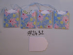 Set of 4 No.2432 Blue with Flowers and Lady Birds Unique Handmade Gift Tags