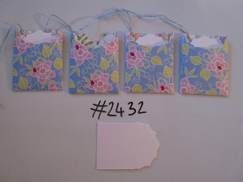 Set of 4 No.2432 Blue with Flowers and Lady Birds Unique Handmade Gift Tags