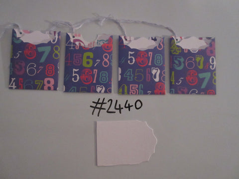 Set of 4 No.2440 Dark Blue with Numbers Unique Handmade Gift Tags