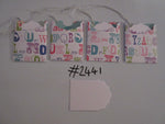 Set of 4 No.2441 White with Letters Unique Handmade Gift Tags