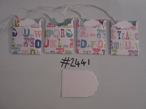 Set of 4 No.2441 White with Letters Unique Handmade Gift Tags