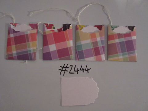 Set of 4 No.2444 Coloured Check Unique Handmade Gift Tags