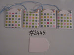 Set of 4 No.2445 White with Coloured Dots Unique Handmade Gift Tags