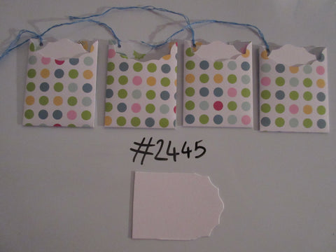 Set of 4 No.2445 White with Coloured Dots Unique Handmade Gift Tags