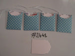 Set of 4 No.2448 Teal with White Dots Unique Handmade Gift Tags