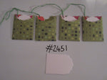 Set of 4 No.2451 Green with Green Blocks Unique Handmade Gift Tags