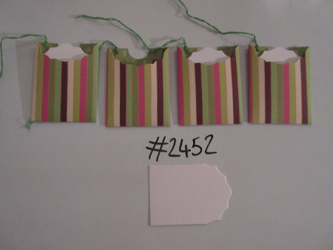 Set of 4 No.2452 Multicolour Stripe Unique Handmade Gift Tags