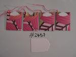 Set of 4 No.2457 Giant Pink Flowers Unique Handmade Gift Tags