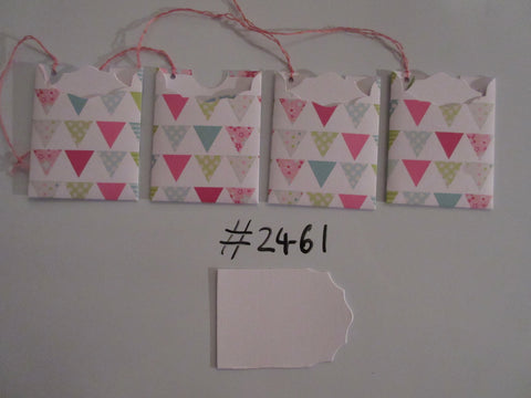 Set of 4 No.2461 White with Coloured Bunting Unique Handmade Gift Tags