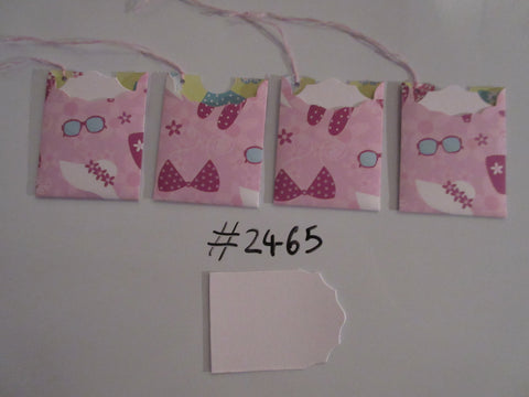 Set of 4 No.2465 Pink with Summer Beachwear Unique Handmade Gift Tags