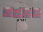 Set of 4 No.2467 Pink with Afternoon Tea Design Unique Handmade Gift Tags