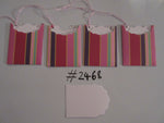 Set of 4 No.2468 Pink Stripe Unique Handmade Gift Tags