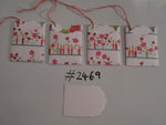 Set of 4 No.2469 White with Flower Beds Unique Handmade Gift Tags