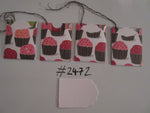 Set of 4 No.2472 White with Muffins / Cupcakes Unique Handmade Gift Tags