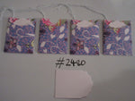 Set of 4 No.2480 Blue with Coloured Flowers Unique Handmade Gift Tags