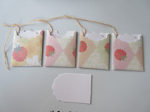 Set of 4 No.2484 Colourful Fruit and Flower Design Unique Handmade Gift Tags